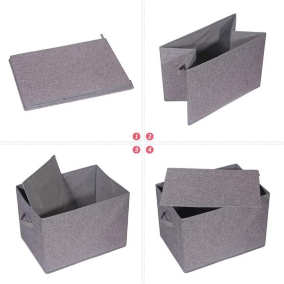 5 Pack Large Foldable Storage Box with Lids Fabric Storage Cube Organizer Cloth - Picture 4 of 7